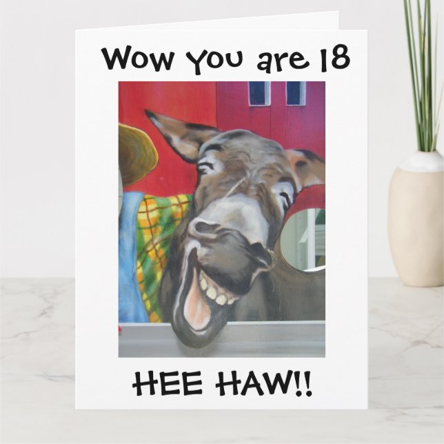 "LAUGHING DONKEY GREETING" FOR "18th" BIRTHDAY  Card (Front)