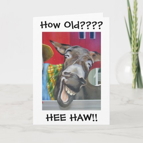 LAUGHING DONKEY GREETING OVER THE HILL HUMOR CARD