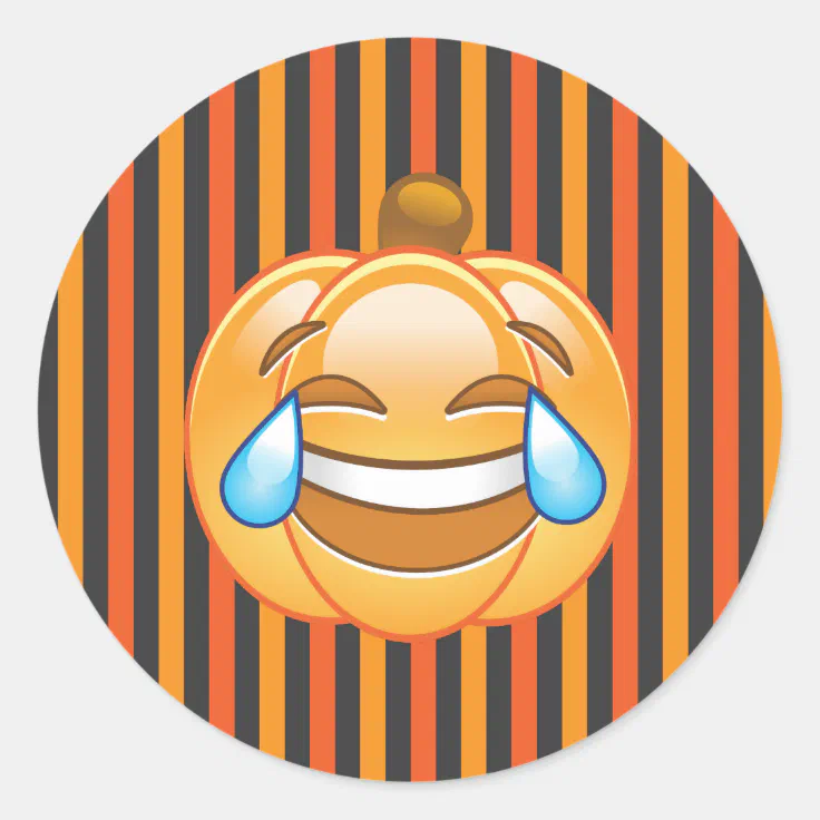 Laughing Emoji Pumpkin Halloween Sticker Zazzle