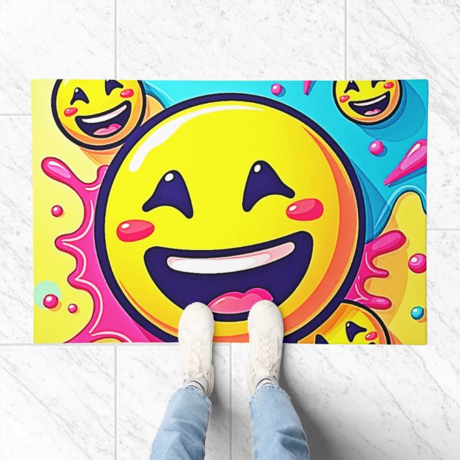 Laughing Emoji Splash Party Doormat (Indoor)