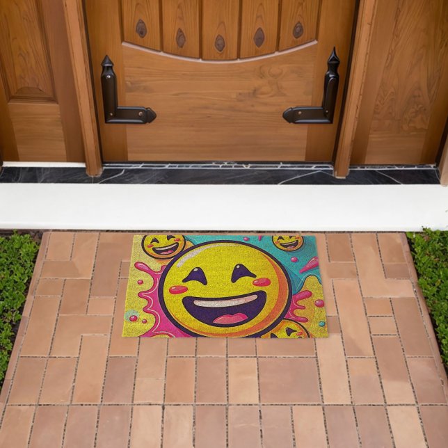 Laughing Emoji Splash Party Fiber Doormat (Insitu (Outdoor))