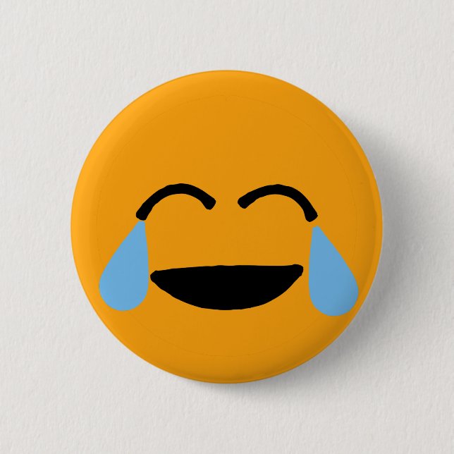 Laughing Face Funny Orange Emoticon Emojii Button (Front)