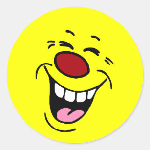 Laughing Face Grumpey Classic Round Sticker Laughing Face Grumpey Classic Round Sticker