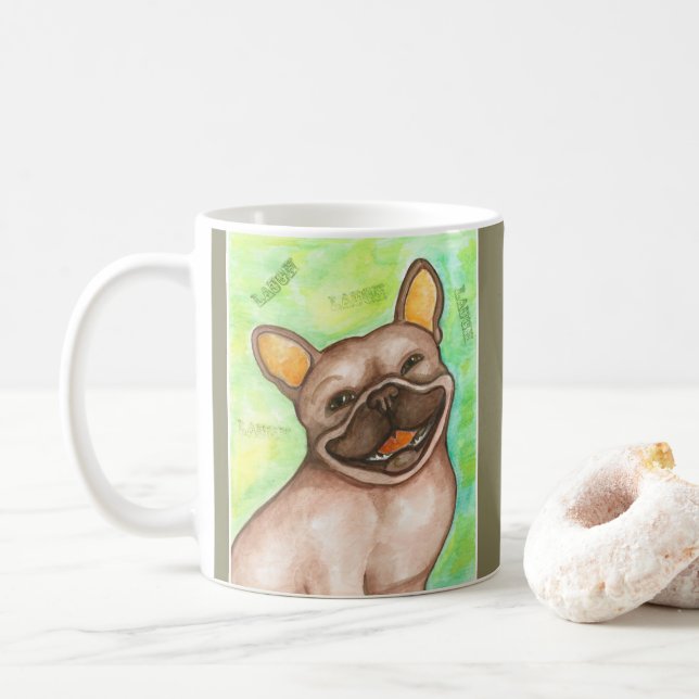 Laughing French Bulldog mug (With Donut)