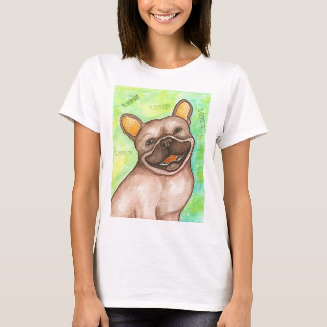 Laughing French Bulldog tee shirt (Front)