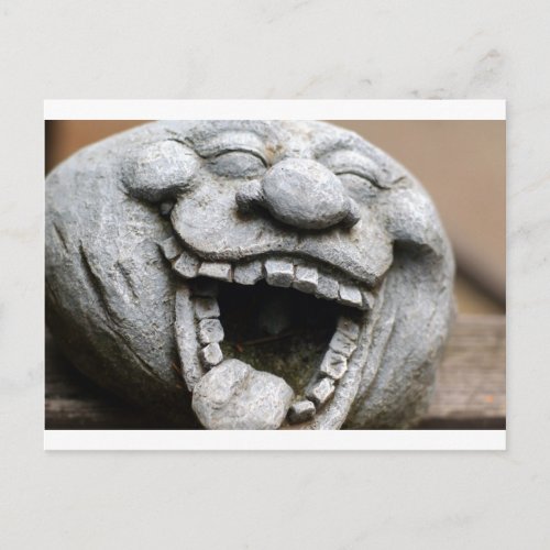 laughing garden gnome of cement postcard