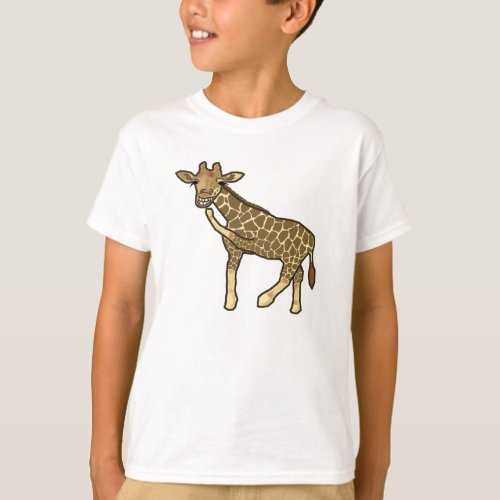 Laughing Giraffe Cute Hand_Drawn Cartoon Animal T_Shirt