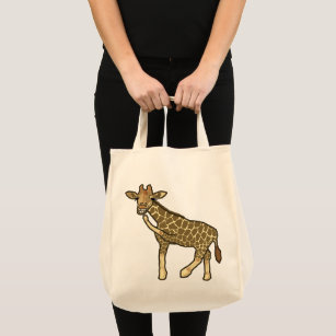 Laughing Giraffe Cute Hand-Drawn Cartoon Animal Tote Bag