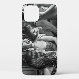 Laughing girls: stylish black-white photo iPhone 12 case
