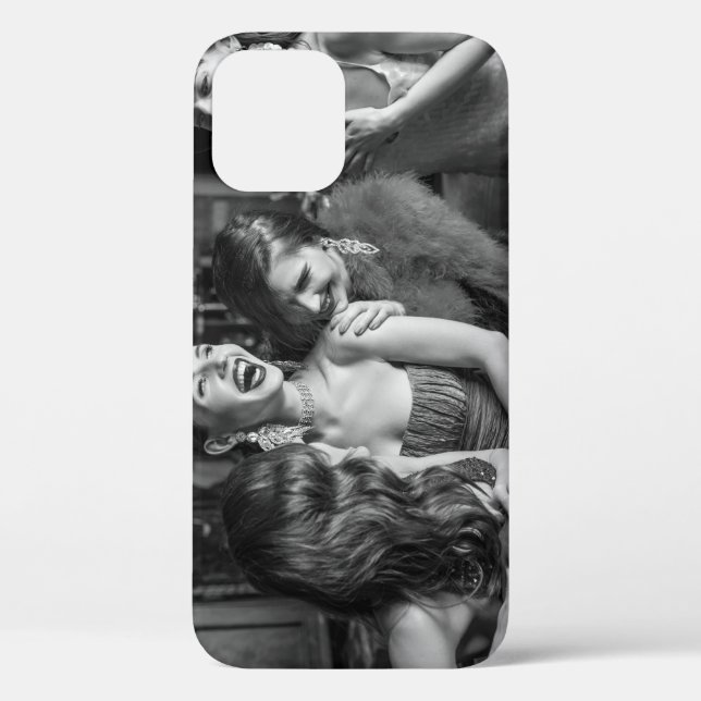 Laughing girls: stylish black-white photo Case-Mate iPhone case (Back)