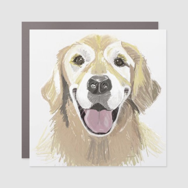 Laughing Golden Retriever Car Magnet (Front)