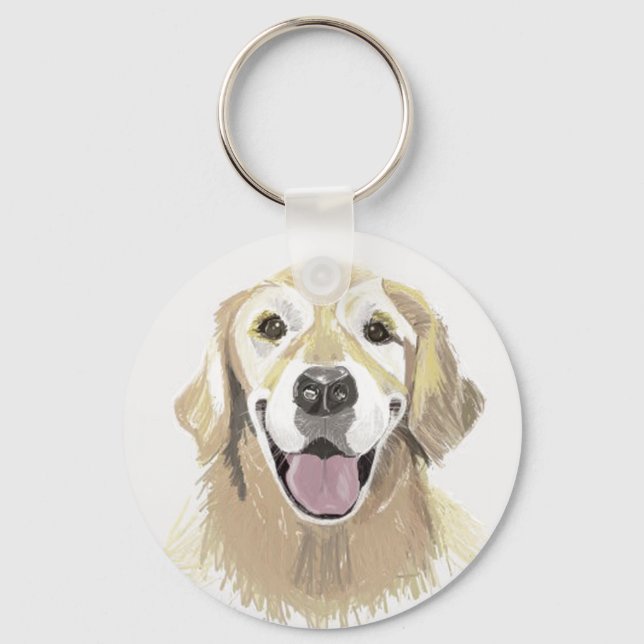 Laughing Golden Retriever Keychain (Front)