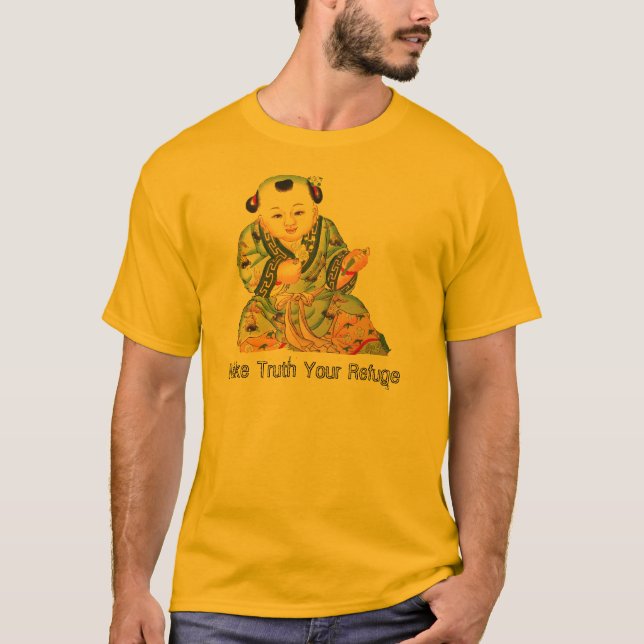 Laughing Good Luck Buddha Asian Buddhist art T-Shirt (Front)