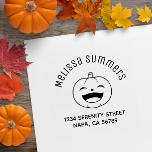 Laughing Halloween Pumpkin Address Rubber Stamp