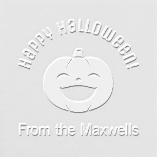Laughing Halloween Pumpkin Arch Family Name Embosser