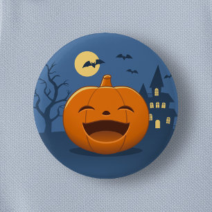 Laughing Halloween Pumpkin Button