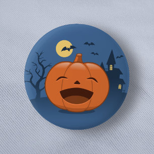 Laughing Halloween Pumpkin Button