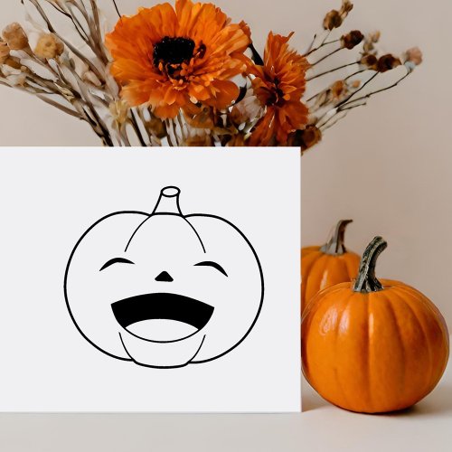 Laughing Halloween Pumpkin Doodle Rubber Stamp