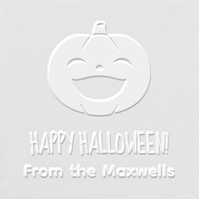Laughing Halloween Pumpkin Family Name Embosser (Design)