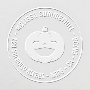 Laughing Halloween Pumpkin Round Address Embosser