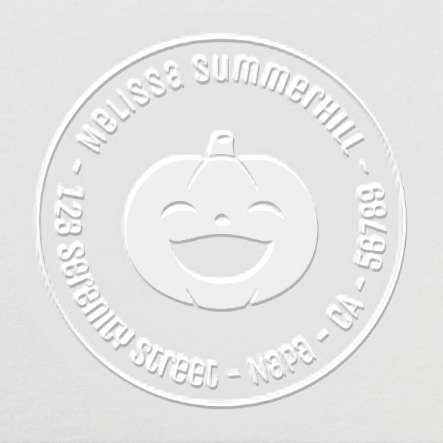 Laughing Halloween Pumpkin Round Address Embosser (Design)
