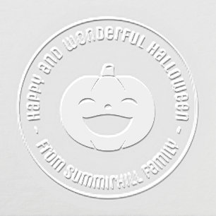Laughing Halloween Pumpkin Round Message Embosser