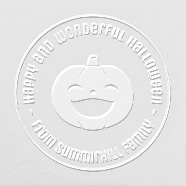 Laughing Halloween Pumpkin Round Message Embosser (Design)