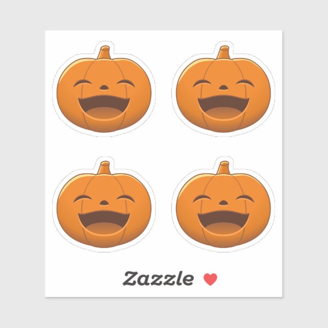 Laughing Halloween Pumpkin, Set of 4 Sticker (Sheet)