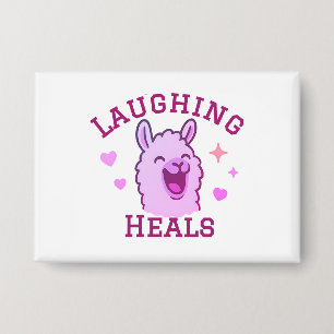 Laughing Heals Cute Llama Button