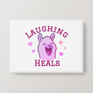 Laughing Heals Cute Llama Button