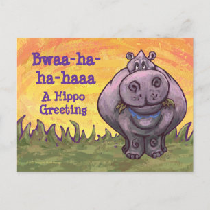Laughing Hippo Art Postcard