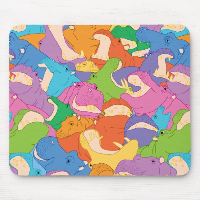 Laughing Hippos - bright colors Mouse Pad (Front)