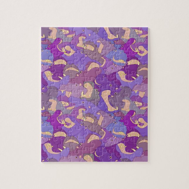 Laughing Hippos - purple Jigsaw Puzzle (Vertical)