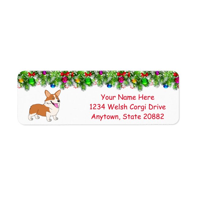 Laughing Holiday Welsh Corgi Label (Front)