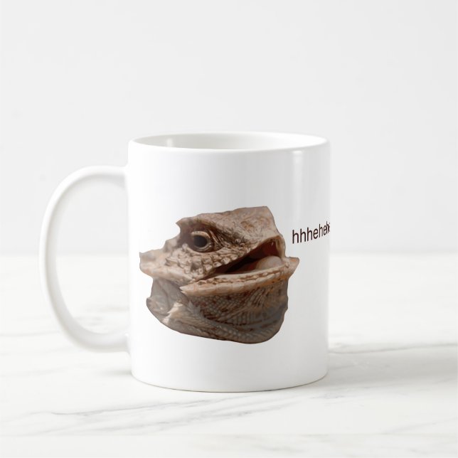 Laughing Iguana HeHe Lizard Coffee Mug (Left)