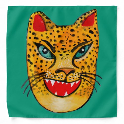 Laughing Jaguar Watercolor Bandana