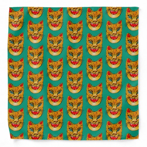 Laughing Jaguar Watercolor Pattern Bandana