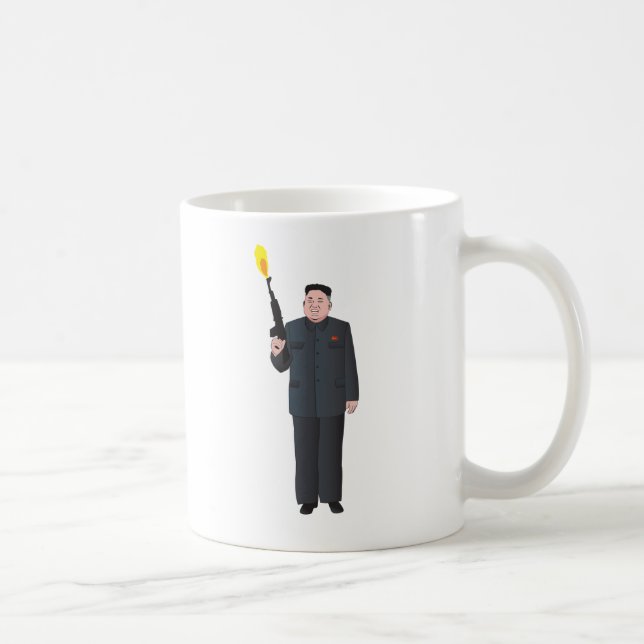 Laughing Kim Jong-un firing a gun into the air Coffee Mug (Right)