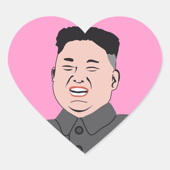 Laughing Kim Jong-un Heart Sticker (Front)