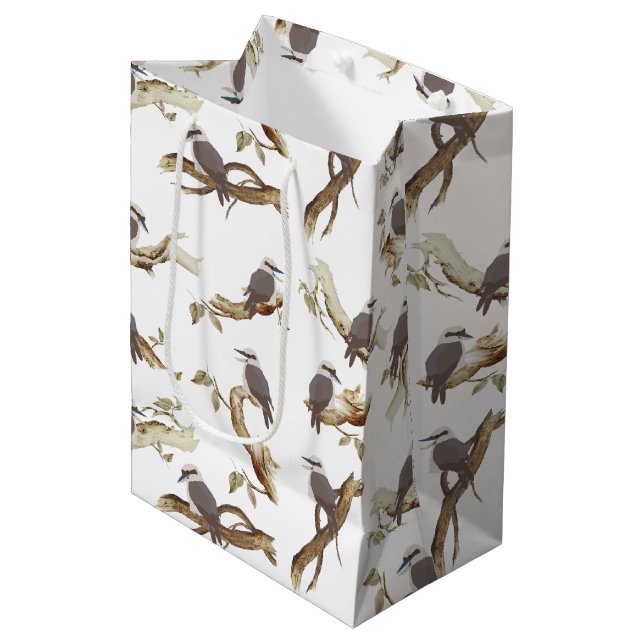 Laughing Kookaburra Australian Bird Eucalyptus  Medium Gift Bag (Front Angled)