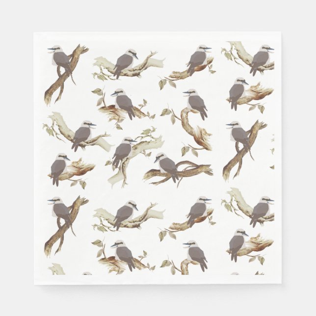 Laughing Kookaburra Australian Bird Eucalyptus  Napkins (Front)