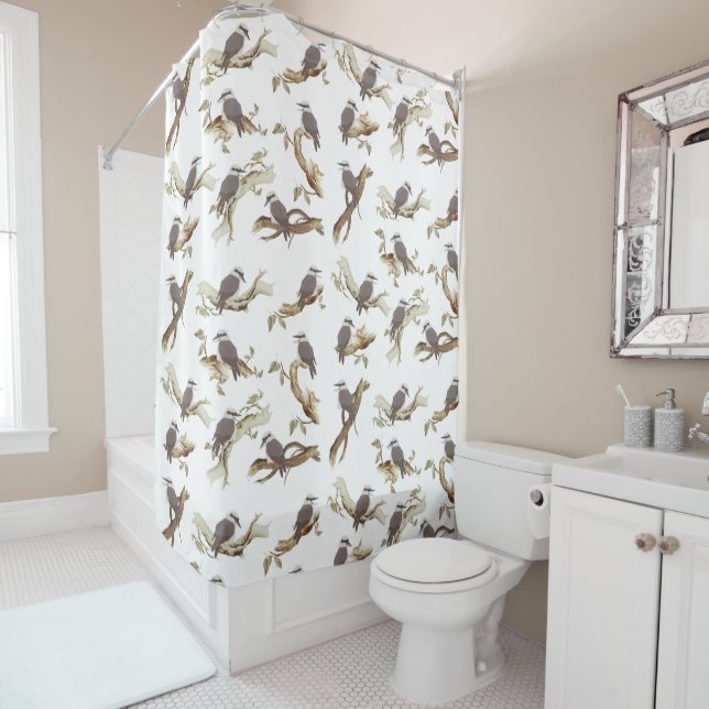 Laughing Kookaburra Australian Bird Eucalyptus  Shower Curtain (In Situ)