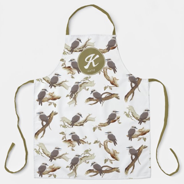 Laughing Kookaburra Australian Eucalyptus Monogram Apron (Front)