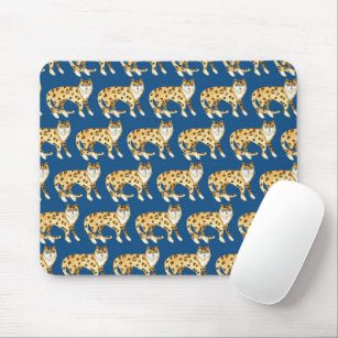 Laughing Leopard Pattern Blue Mouse Pad
