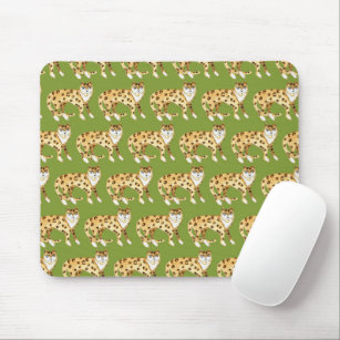 Laughing Leopard Pattern Green Mouse Pad