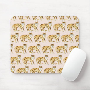 Laughing Leopard Pattern Pink Mouse Pad