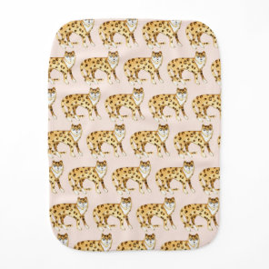 Laughing Leopard Watercolor Pattern Soft Pink Baby Burp Cloth