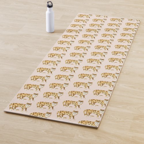 Laughing Leopard Watercolor Pattern Soft Pink Yoga Mat