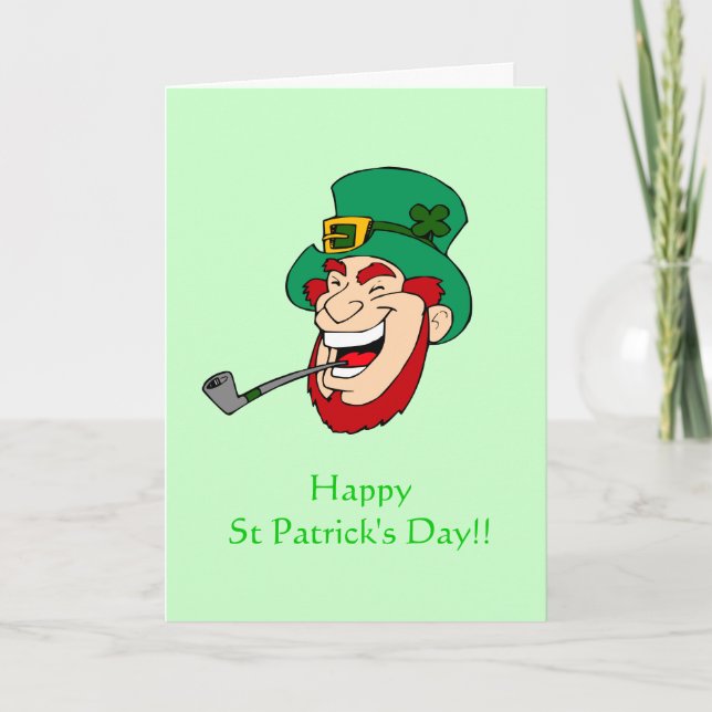 Laughing Leprechaun St Patrick's Day Card (Front)