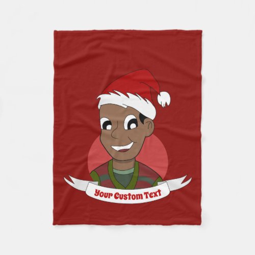 Laughing man Christmas cartoon Fleece Blanket